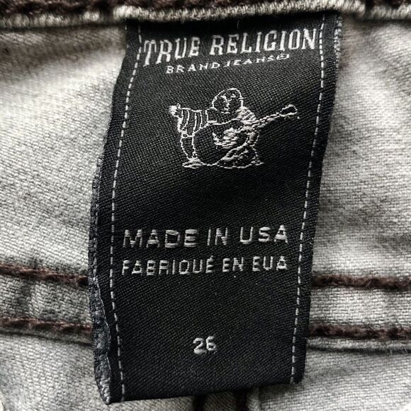 True Religion Jeans 26 Jude Sand Drifter Gray Leopard Print Skinny Low Rise - Picture 5 of 14